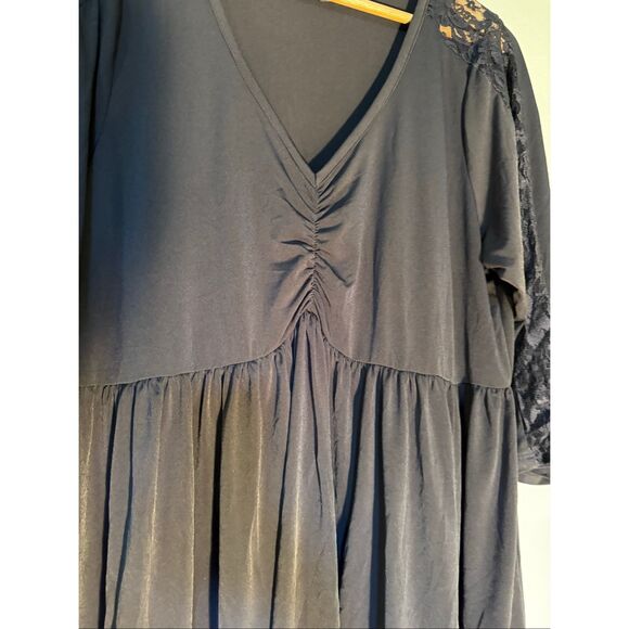 Torrid Size 3X Lace Sleeve Babydoll Tunic Long Top Black Whimsigoth Victorian - Picture 5 of 8